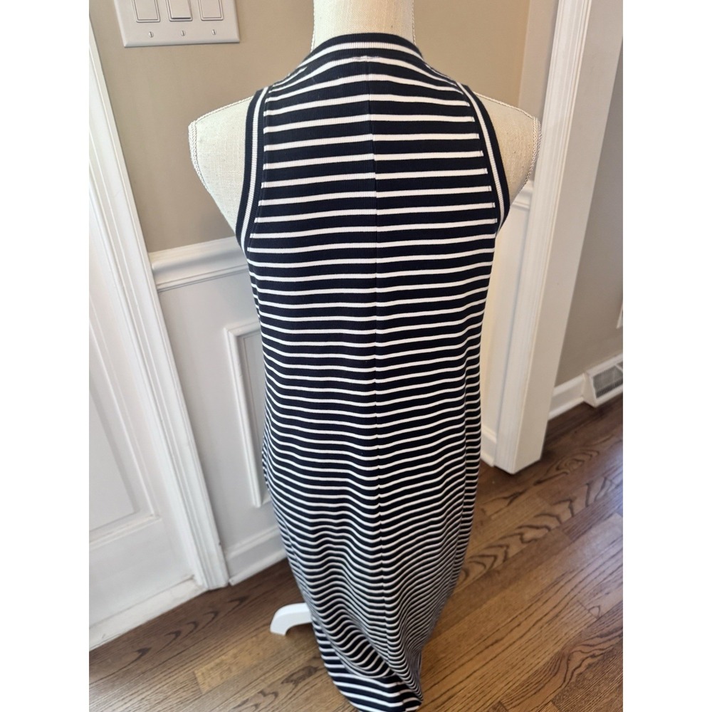 Nordstrom Women's Size Small Stretch Cotton Ribbed Tank Navy Striped - Picture 9 of 10